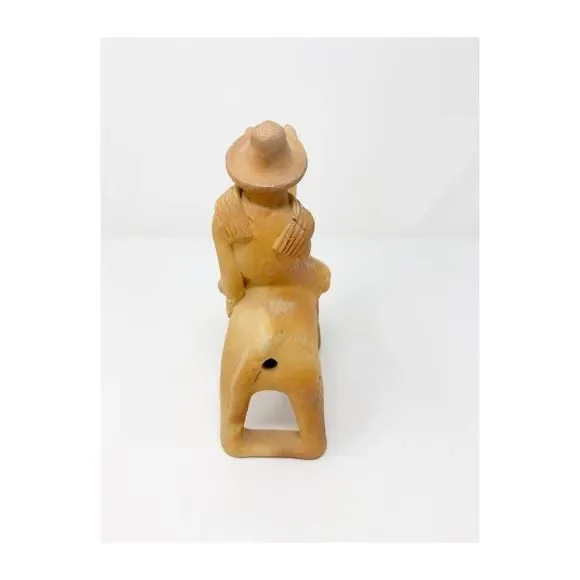Vintage Terracotta Clay Whistle Horse Ocarina Primitive Folk Art Ethnic Handmade